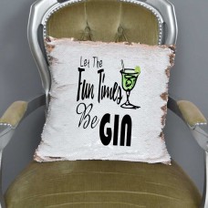 Let The Fun Times Be GIN Mermaid Sequin Cushion | Funny Gift | Alcohol Gifts   222883844026